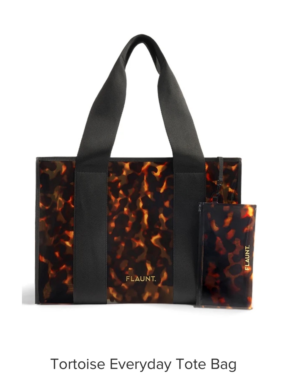 NWT Flaunt Tortoiseshell Clear Tote in Amber Brown